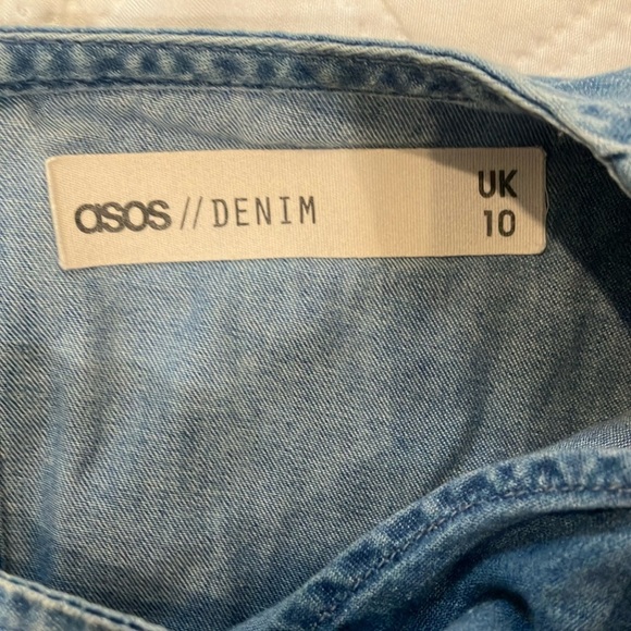 ASOS denim women’s size 6 light Blue Ruffled Peplum Jean Blouse - Picture 3 of 16